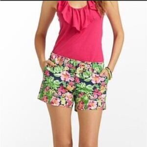 Lilly Pulitzer Buttercup Shorts Size 4 Colorful Floral Print Green Pink Preppy